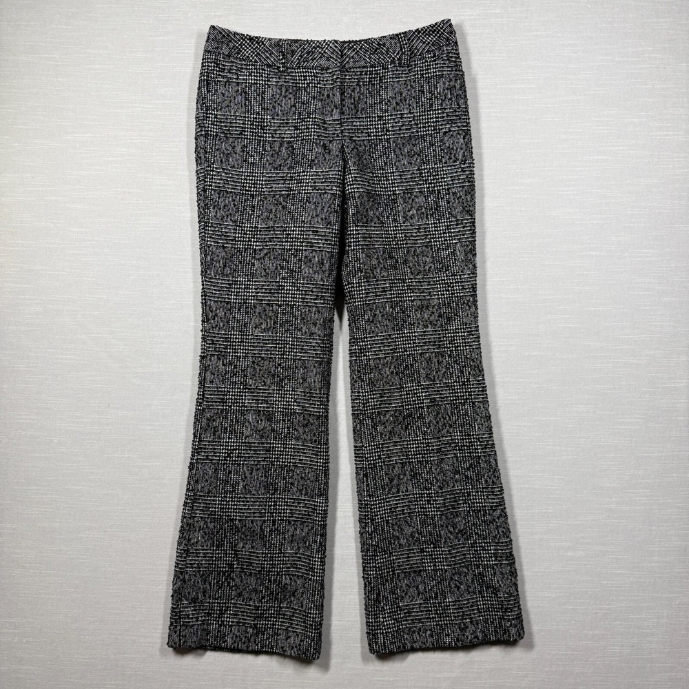 Express Pants Womens 4 Black White Tweed Design Studio Editor Flare Wool Office